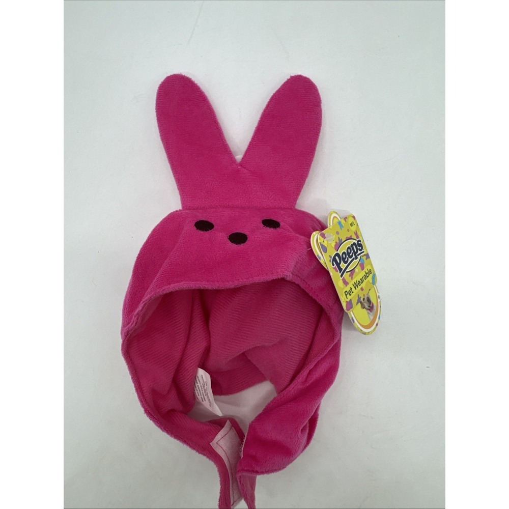 NEW, PINK‎ PEEPS BUNNY PET COSTUME HOOD, SIZE M/L, NECK WIDTH 15.3"